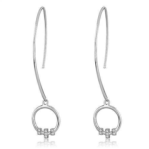 JCE3146 High polished (no plating) Stainless Steel Earrings with Top Grade Crystal  in Clear