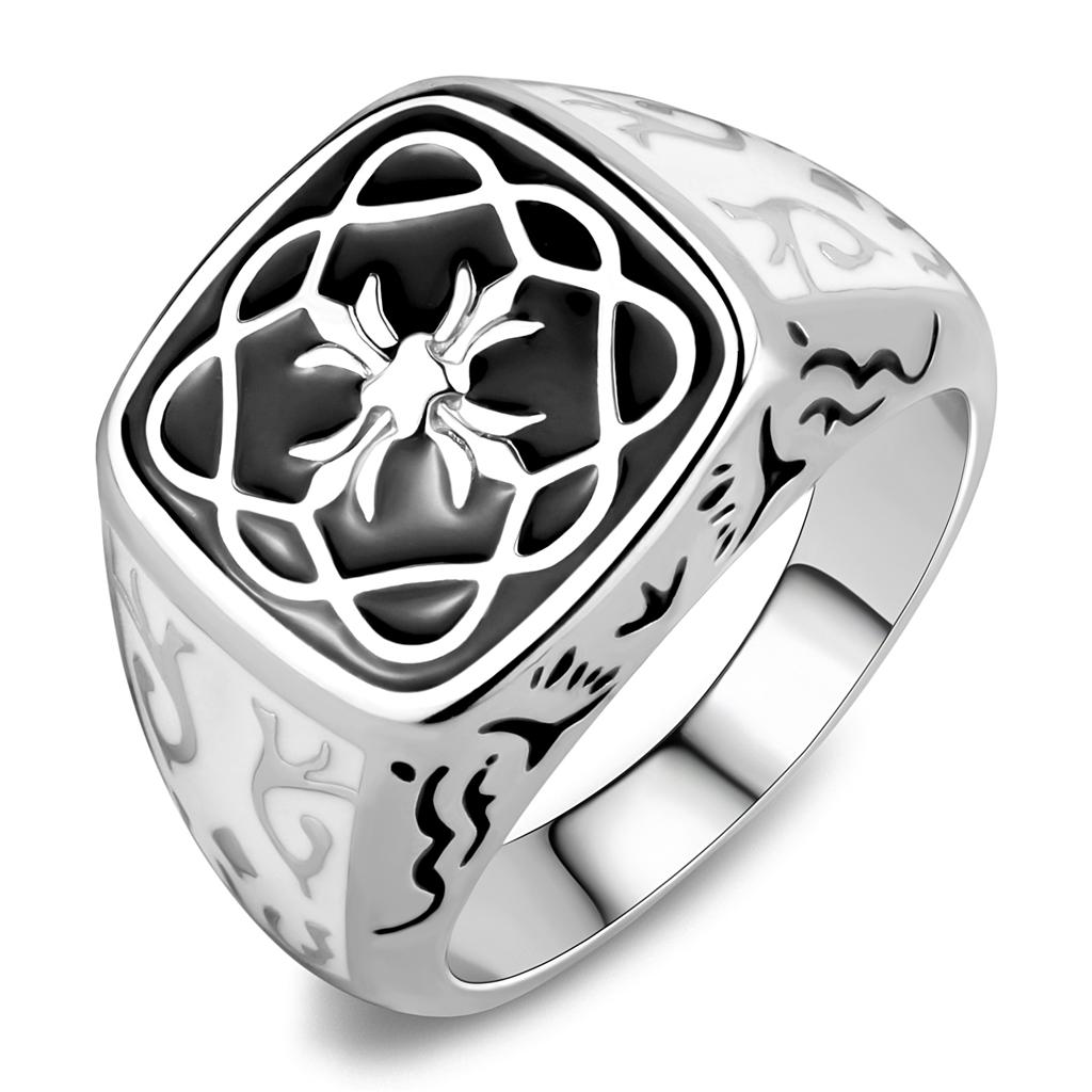 JCE3460 High polished (no plating) Stainless Steel Ring with Epoxy  in Jet