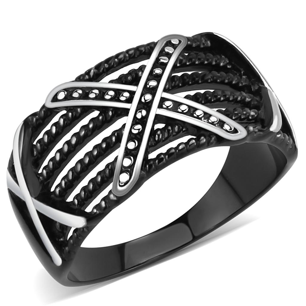 JCE3468 IP Black(Ion Plating) Stainless Steel Ring with No Stone