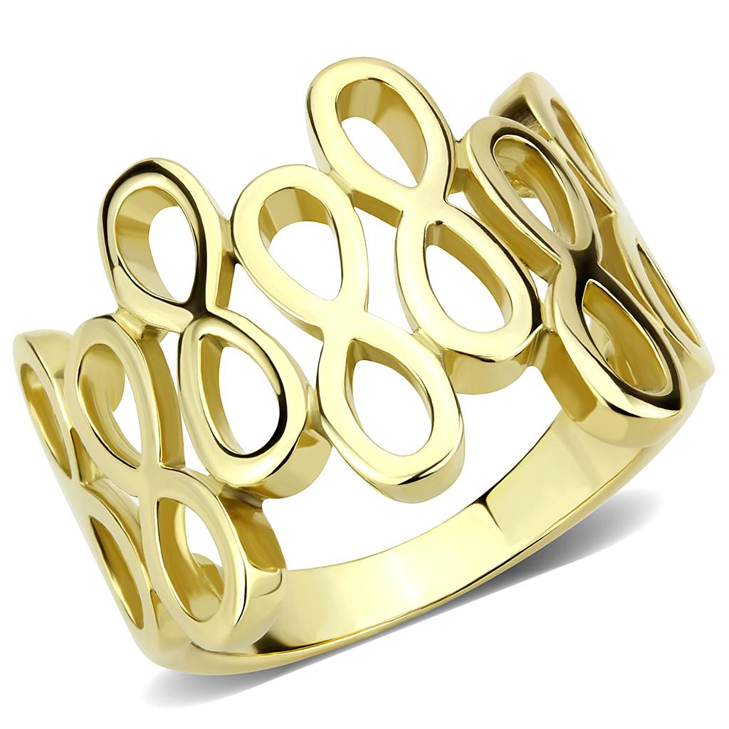 JCE3569 IP Gold(Ion Plating) Stainless Steel Ring with No Stone