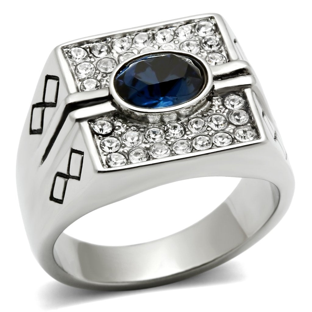 JCE369 High polished (no plating) Stainless Steel Ring with Top Grade Crystal  in Montana