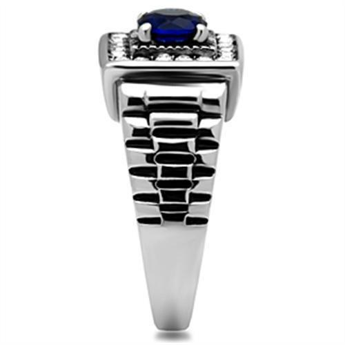JCE370 High polished (no plating) Stainless Steel Ring with Synthetic Synthetic Glass in Montana