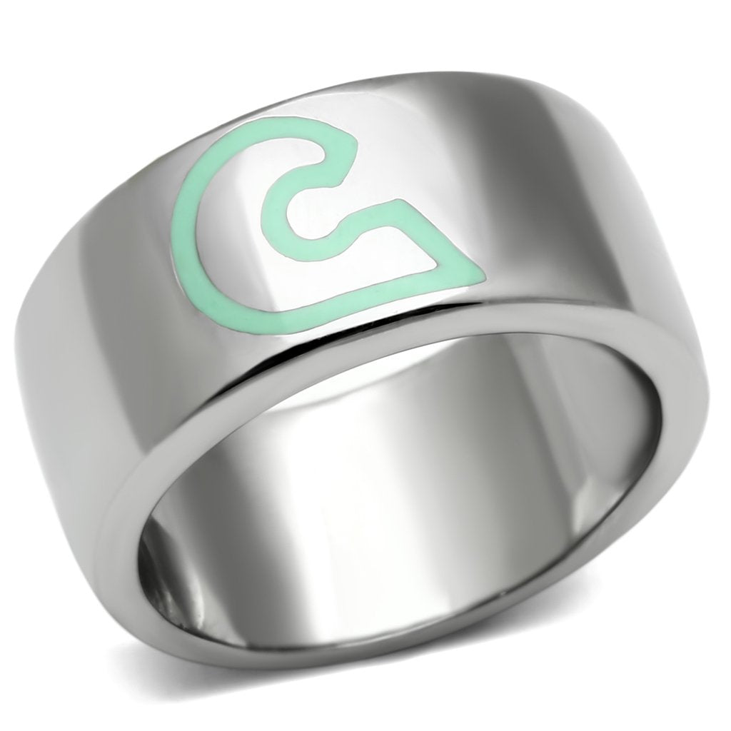 JCE689 High polished (no plating) Stainless Steel Ring with Epoxy  in Multi Color