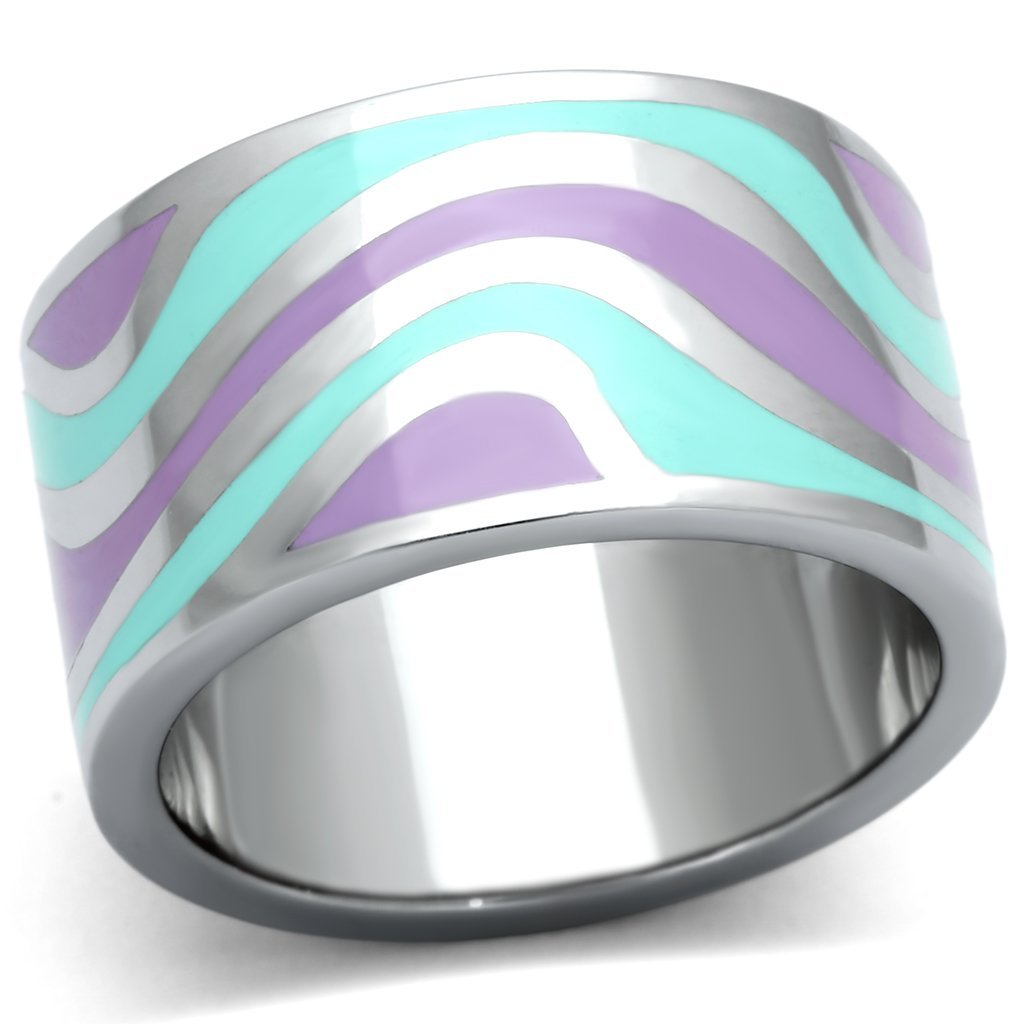 JCE840 High polished (no plating) Stainless Steel Ring with Epoxy  in Multi Color