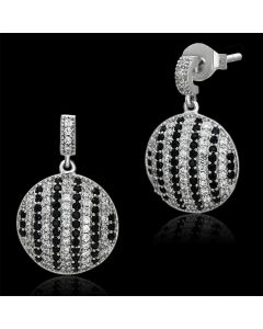 JCE069 Rhodium 925 Sterling Silver Earrings with AAA Grade CZ  in Jet