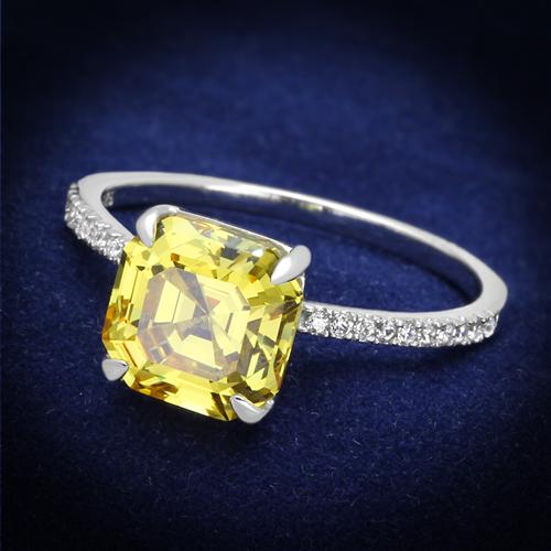 JCE175 Rhodium 925 Sterling Silver Ring with Cubic  in Topaz