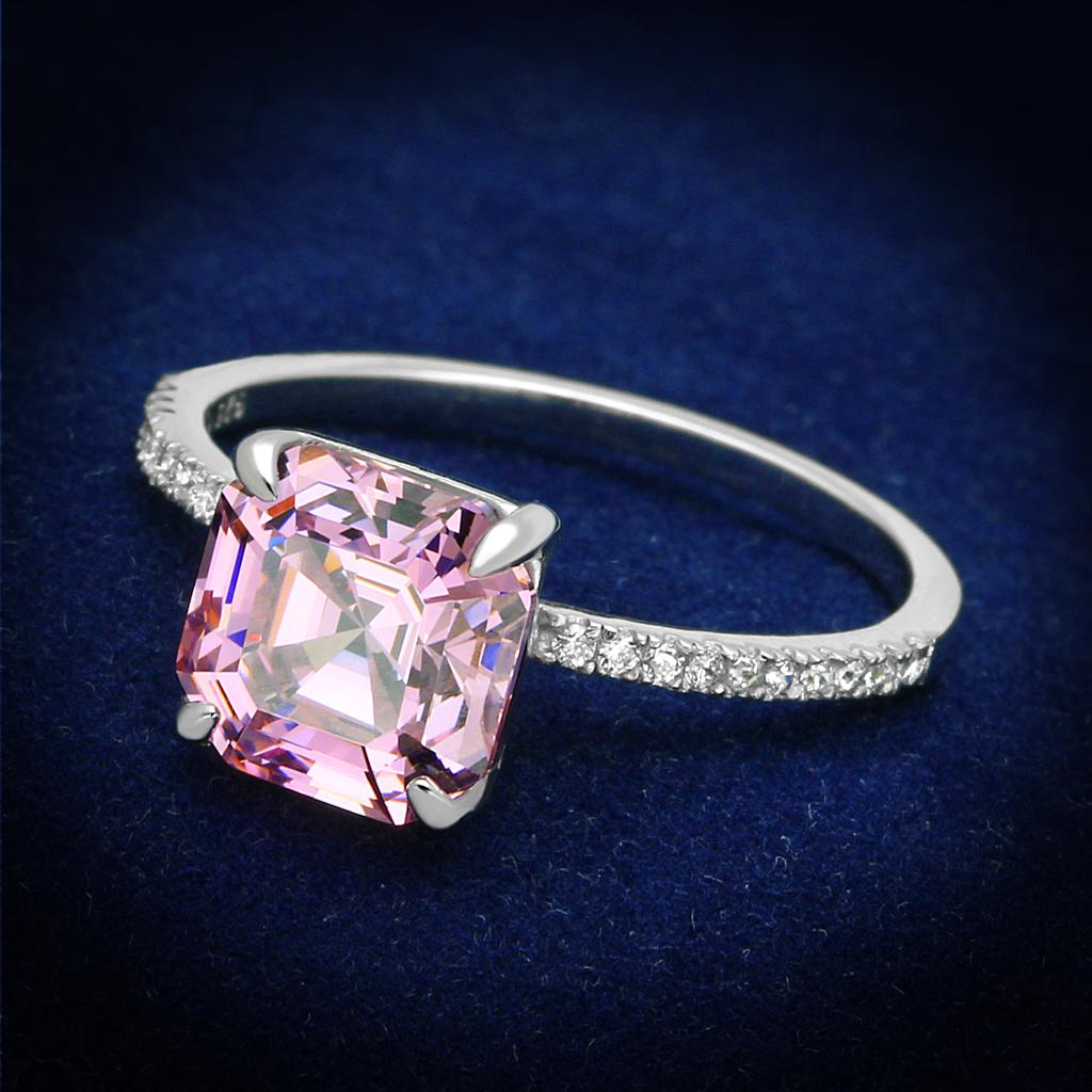 JCE179 Rhodium 925 Sterling Silver Ring with Cubic  in Rose