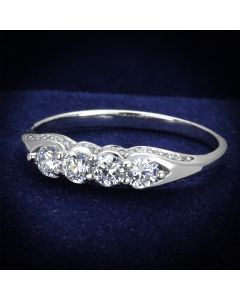 JCE198 Rhodium 925 Sterling Silver Ring with AAA Grade CZ  in Clear