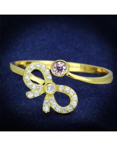JCE309 Gold 925 Sterling Silver Ring with AAA Grade CZ  in Rose