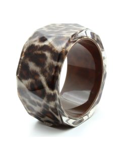 JCE035 Resin Bangle with Synthetic Synthetic Stone in Animal pattern